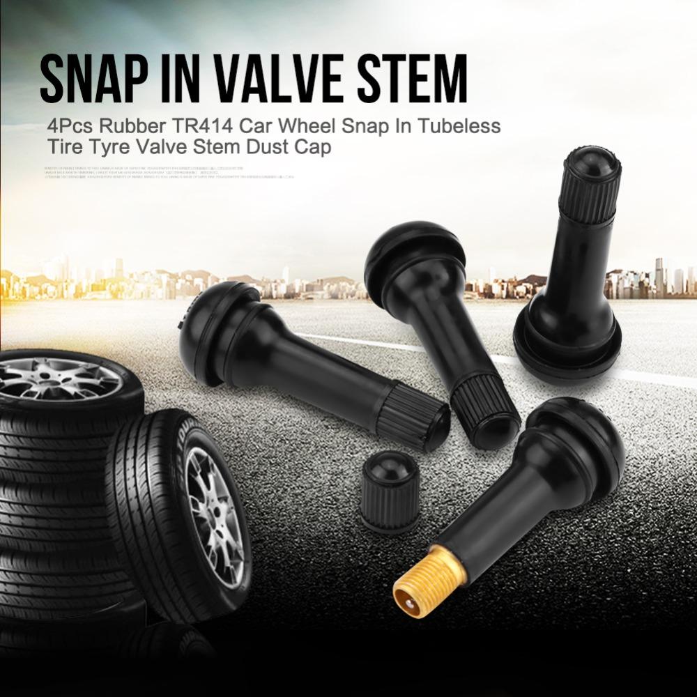 4PCS Rubber Tubeless Tire Valve Stem Black Tire Air Valve Wheel Valve Stem Maintenance Technician