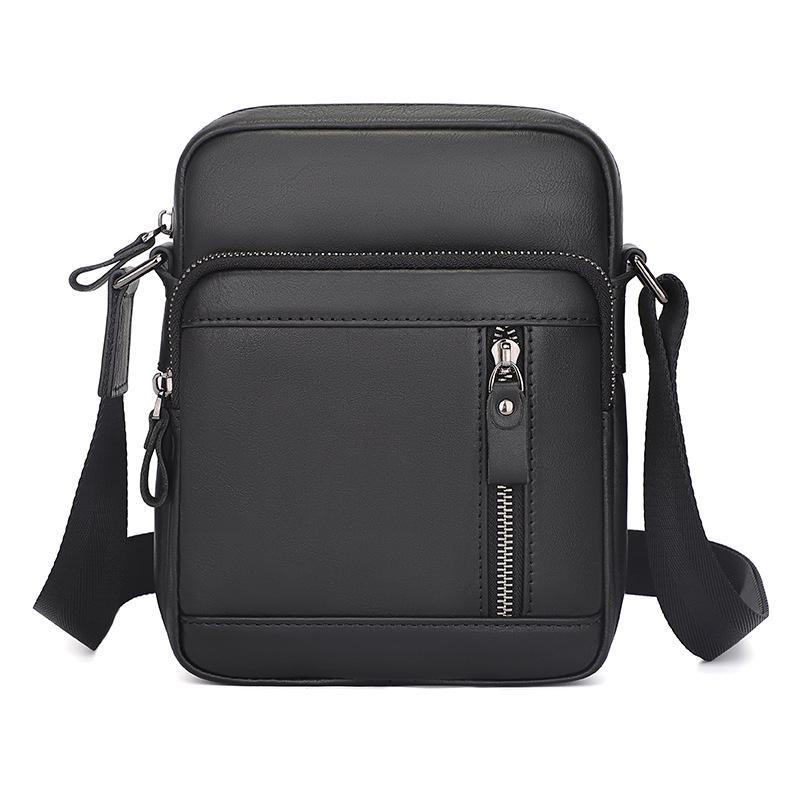 Jiameida Men's Small Lightweight Genuine Leather Messenger Bag Casual Cowhide Shoulder Bag