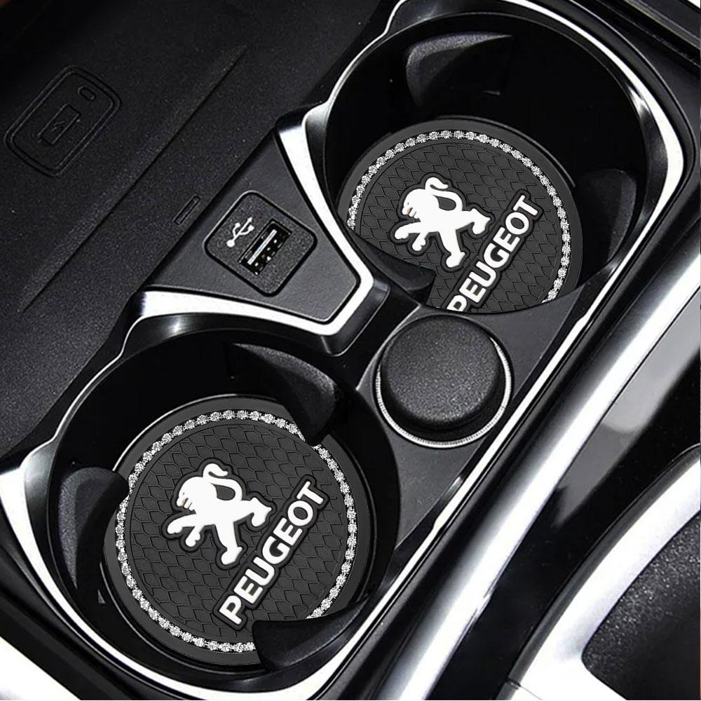 1pc/2pcs Holders Non-slip Rhinestone Rubber Car Water Cup Pads Mats For Peugeot 206 307 3008 207 208 Auto Interior Accessories