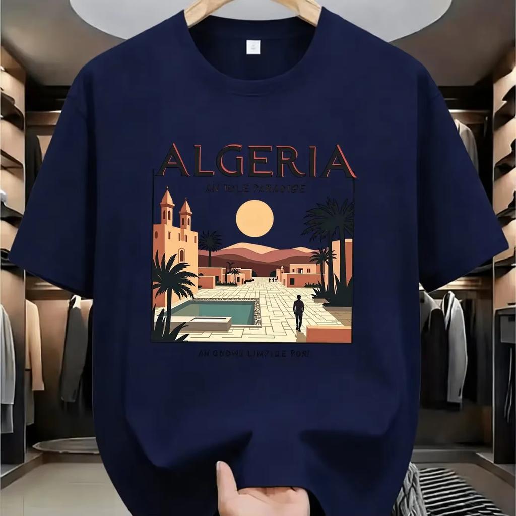 New Unisexs Fitting Pure Cotton Algerian Landscape Tshirt Unisex And Unisex Fashion Casual 2026 Summer New Unisexs Tshirt Streetwear
