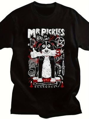 Мужская футболка Mr Pickles с изображением шелти, черная, повседневная, с коротким рукавом, с принтом Mr Pickles Here Comes The Dirt