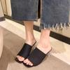 Fashion New Fashion Summer Sexy Women's Transparent Thick Heel SandalsElegant Party Banquet Square Toe Medium Heel Mesh Slippers