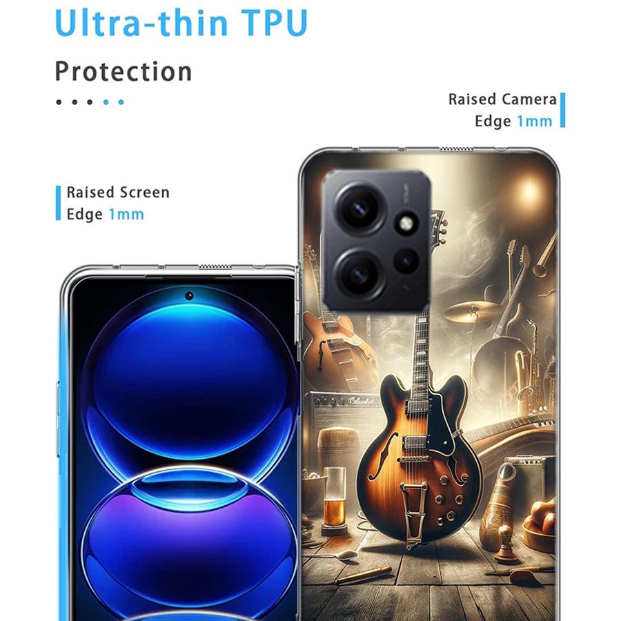 Retro rock Music Electric Guitar Phone Case For Redmi Note 14 15 Pro 5G 13 12 Pro Plus 11 11T 11E 11S 10 Pro 10S 9 9S Cover Cell