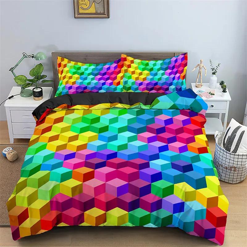 Geometric Duvet Cover Microfiber King Queen Full Twin Bedding Set For Kids Teen Adult Bedroom Decor Abstract Pattern Quilt Cover