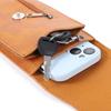 PU Leather Double Layer Mobile Phone Waist Bag for Men - Slim, Multifunctional Vertical Belt Bag for Construction Work