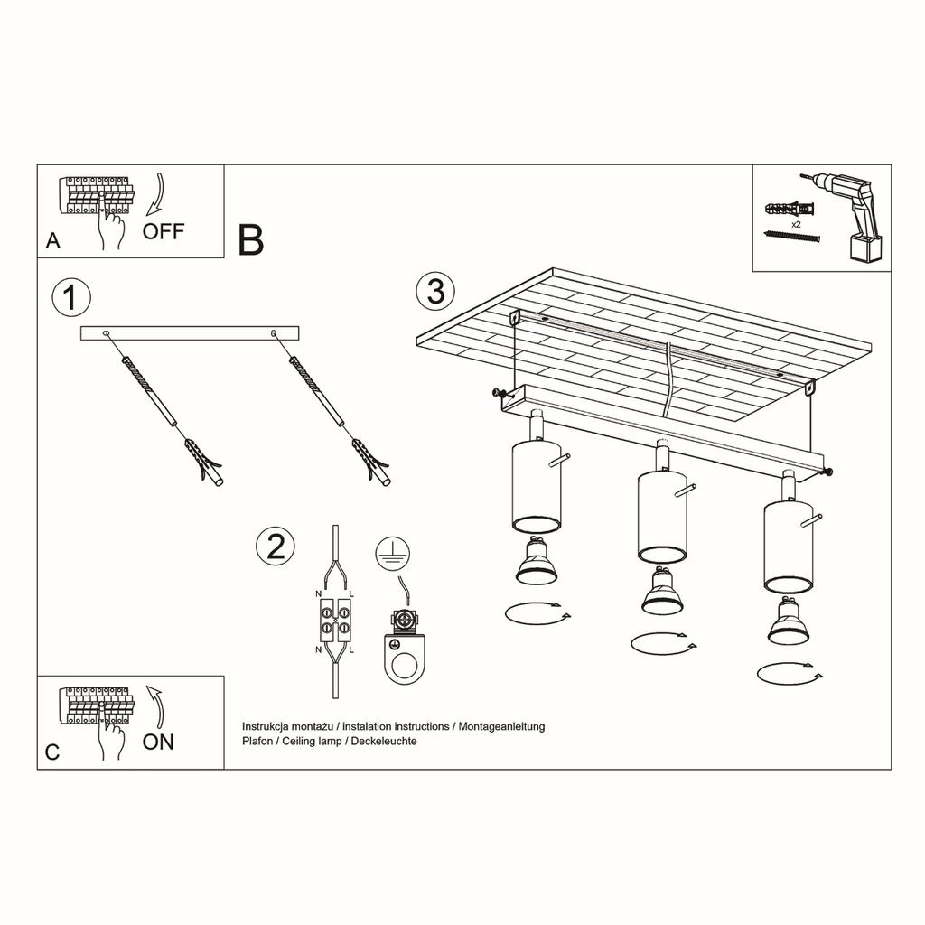 Plafon Ring 3 Gu10 Czarny Sollux Sl.0093