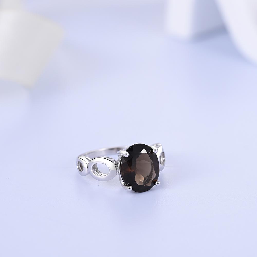 Уникальное модное серебряное кольцо, серьги, ожерелье, комплект для женщин, натуральный огромный дымчатый ноябрьский камень, идеальные украшения для влюбленных