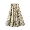 Весна 2025 Юбка А-силуэта из тюля с пайетками и феей-цветком - Длинная миди-юбка, скрывающая бедра