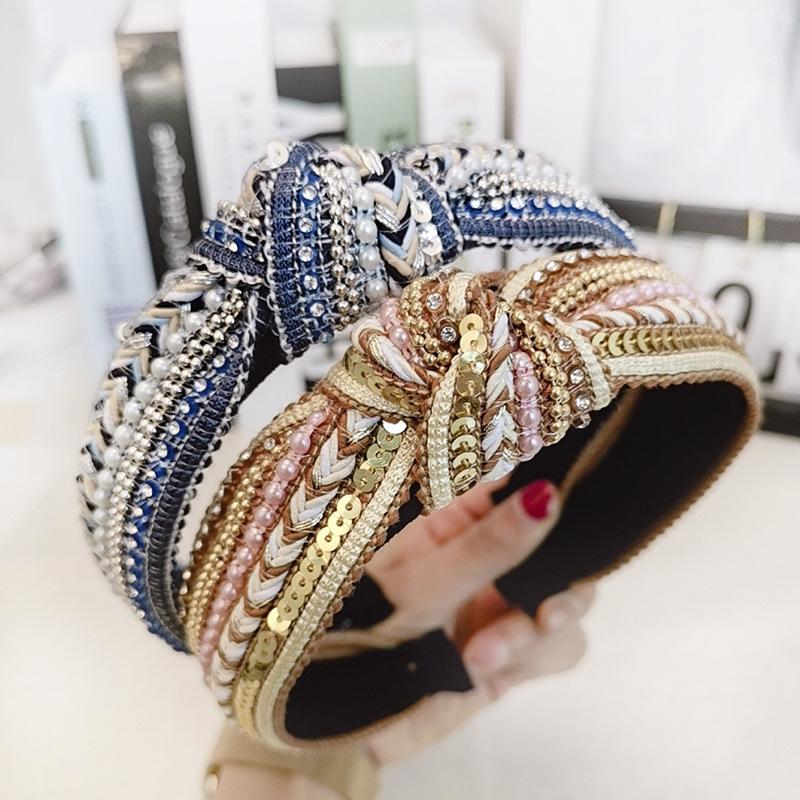 Богемные повязки для волос Нескользящие повязки на голову с бриллиантами Аксессуары для волос для вечеринок и шопинга Повседневные аксессуары для волос для девочек