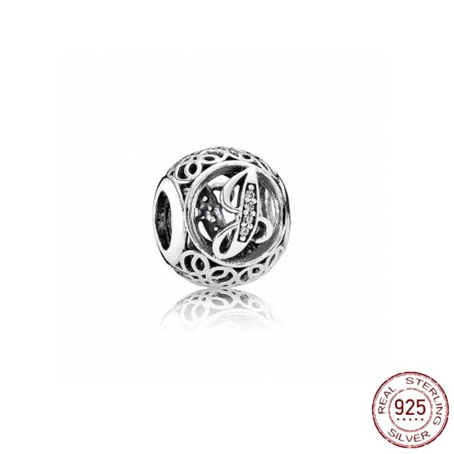 Браслет-подвеска из серебра 925 пробы с буквами AZ и буквами, бусины с именем для женщин, DIY кулон, изготовление ювелирных изделий