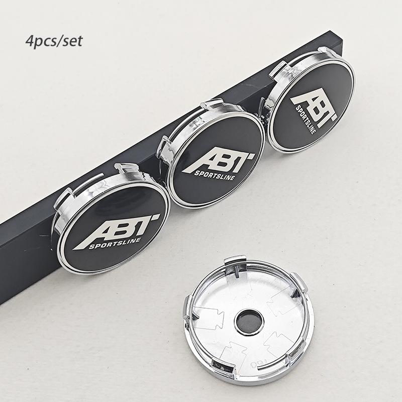 ATC1 4pcs 60mm ABT SPORTSLINE Logo Car Emblem Wheel Hub Center Cap Badge Covers Sticker Styling For Car Universal Accessories
