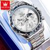 OLEVS Men's Watches Classic Fashion Top Brand Original Quartz Wristwatch for Man Trend Dress Waterproof Luminous Moon Phase Date