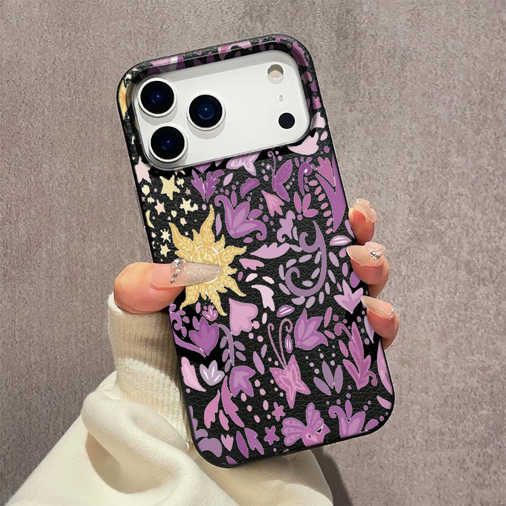 Dreamy Flower Print Lychee Protective Phone Case For iPhone 17 Air 16 15 13 12 11 ProMax Pro Plus Anti-Scratch Funda Bumper
