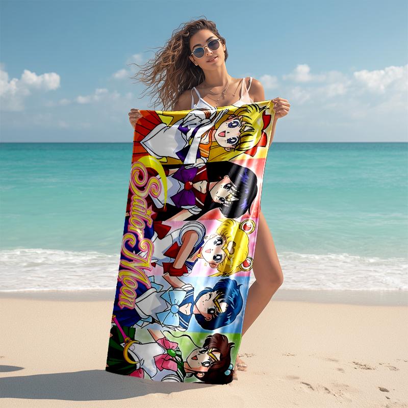 1pc Sailor Moon Beach Towel, Comfortable and Thick, and Swimming/Bath/Picnic/Camping Towel, Suitable for Seaside Beaches