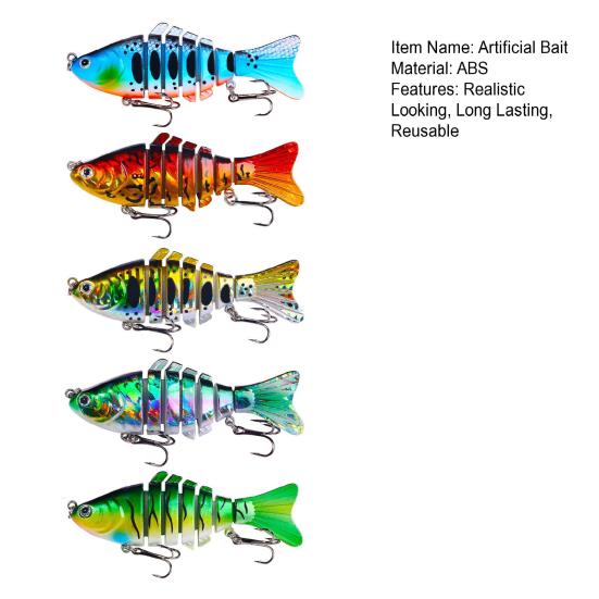 5 шт. многосоставных рыболовных приманок Swimbait с тройными крючками, реалистичные яркие цветные многоразовые жесткие приманки, искусственные приманки