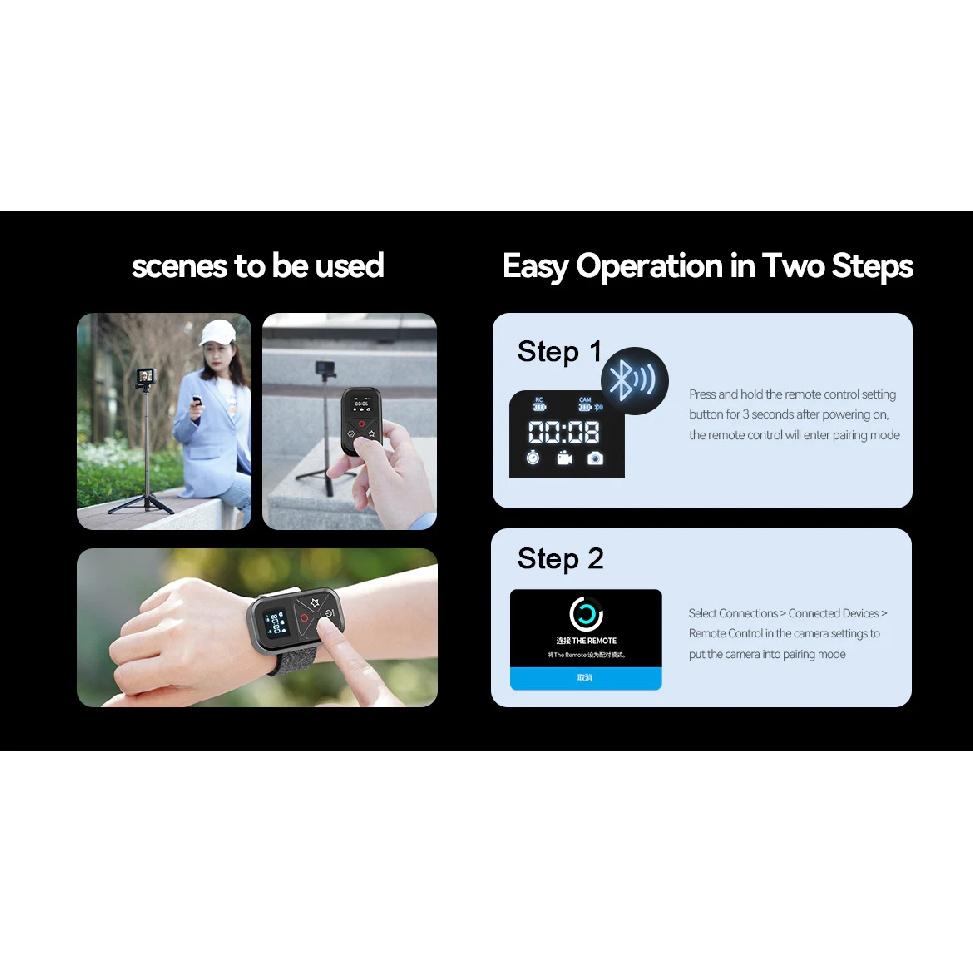 TELESIN Smart Bluetooth Remote Controller with LED Display for GoPro Hero 13, 12, 11, 10, 9, 8, Max Camera GP-RMT-T10