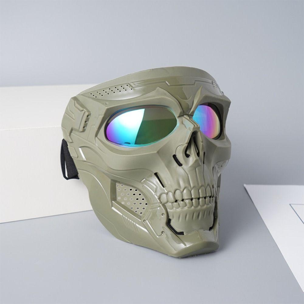 Зеркальная маска для лица, череп, очки в форме призрака, маска с черепами для мотокросса, маска для верховой езды, мотоциклетные очки