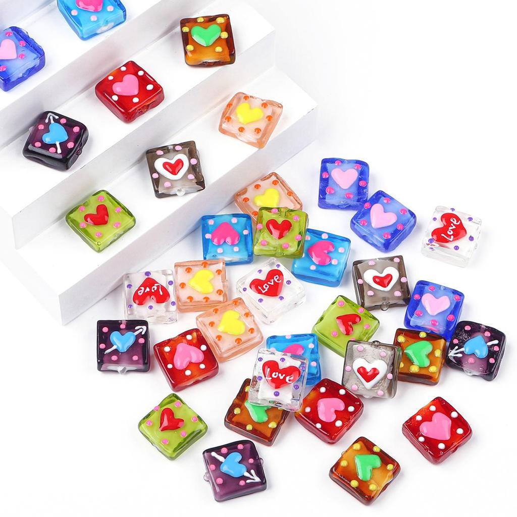 1 шт. ручная роспись цветные стеклянные точки любовь квадратные бусины для DIY ожерелье браслет серьги изготовление ювелирных изделий аксессуары для рукоделия