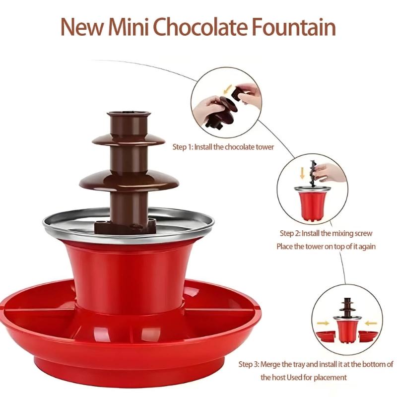 Multipurpose Chocolate Fountain Maker 3 Layer Electric Chocolate Fondue Fountain for Candy Melting And Cheese Dipping