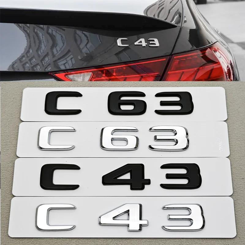 3D ABS Car Letters C43 C63 Logo Rear Trunk Badge Emblem Decals For Mercedes Benz AMG C43 C63 W205 W206 Car Sticker Accessories