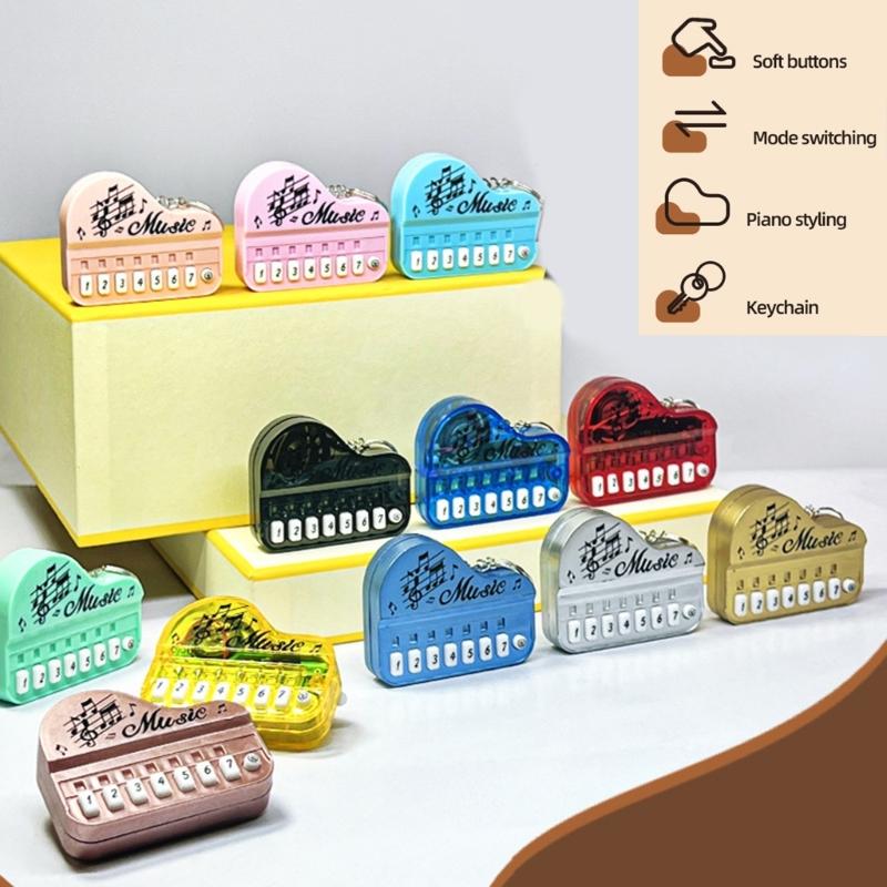 Playable Miniature Piano Keychain Toy For Children Portable Musical Instrument With LED Light Safe Plastic Design