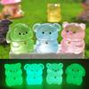 4Pcs/set Multicolors Luminous Bear Animal Miniatrues Resin Ornaments DIY Fairy Garden Dollhouse Decoration Micro Landscape