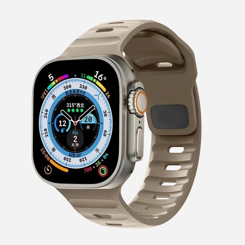Мягкий силиконовый ремешок для Apple Watch Band Ultra 2, 49 мм, 44 мм, 45 мм, 42 мм, 41 мм, 42 мм, спортивный ремешок для часов iwatch Serise 5, 6, 7, 8, 9, браслет