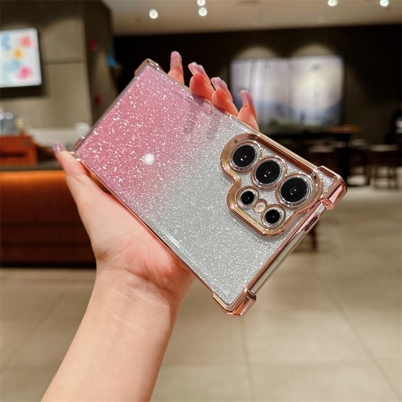 Fashion Bling Plating TPU Case for Samsung Galaxy S24 S22 Ultra S23 FE A55 A35 A25 A15 A54 A34 Case Glitter Phone Cover for iPhone 15 Pro Max 14 Plus