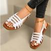 Fashion Large Size Sandals New Square Head Thin Belt Woven Flat Shoes Light Anti-slip Wear-resistant Beach Shoes