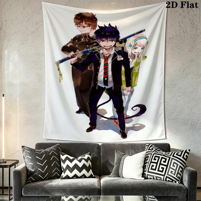 Blue Exorcist Wall Tapestry Aesthetic Wall Hanging Printed Fabric Blanket Decorative Tapestries for Bedroom Living Room Home Decor