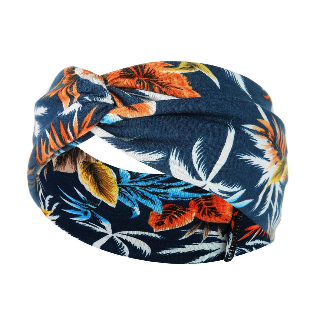 DX~~~ New Wide Brimmed Crossover Headband Lady's Bohemian Print Knitted Headband Sweat-wicking Bandana Sports Yoga Headband