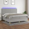 VidaXL Slat Bed Base with Mattress and LEDs, Upholstered Bed with Headboard, Double Bed, Adult Bedroom Bed, 3135781