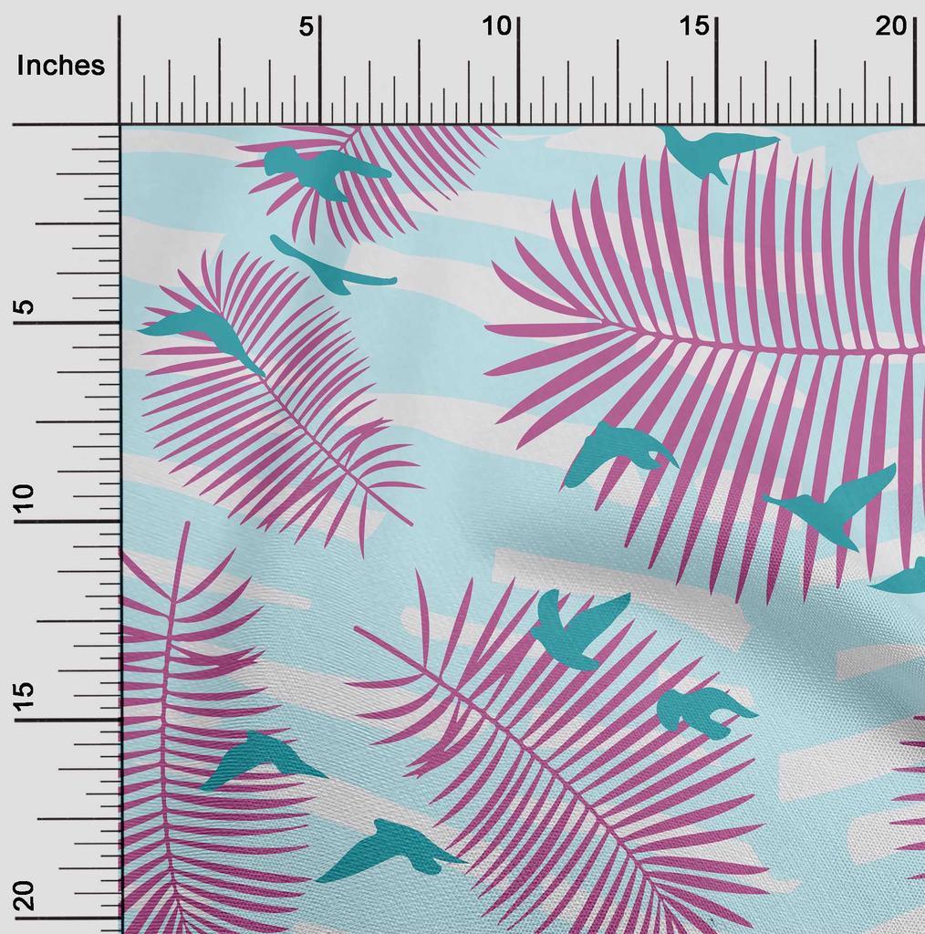 oneOone Ткань Cotton Flex Baby Blue, тропическое сливовое дерево с птицами, швейный материал, набивная ткань, ярд, 40 дюймов