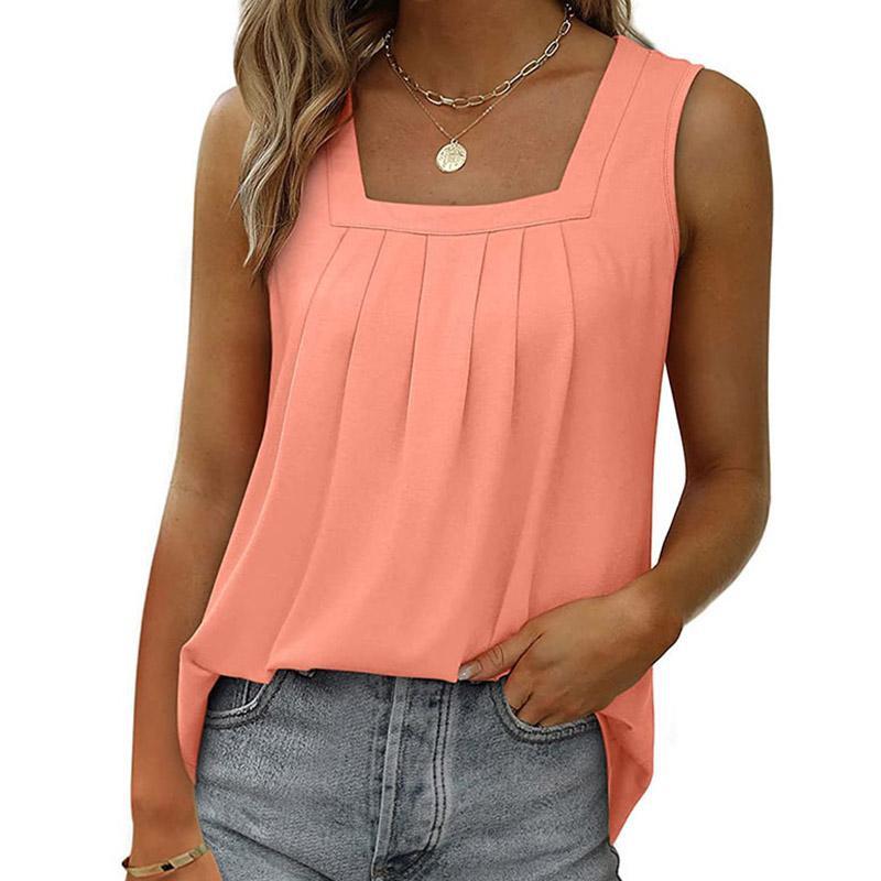 Женские весенне-летние топы для женщин, повседневные плиссированные блузки без рукавов, однотонные футболки, женские хлопковые свободные рубашки, топы на бретельках больших размеров