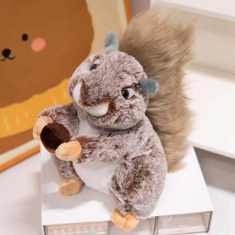 Kawaii Simulated Squirrel Plush Toys Cute Lifelike Squirrel Stuffed Plush Dolls Room Decoration Pillow Soft Kids Birthday Gifts
