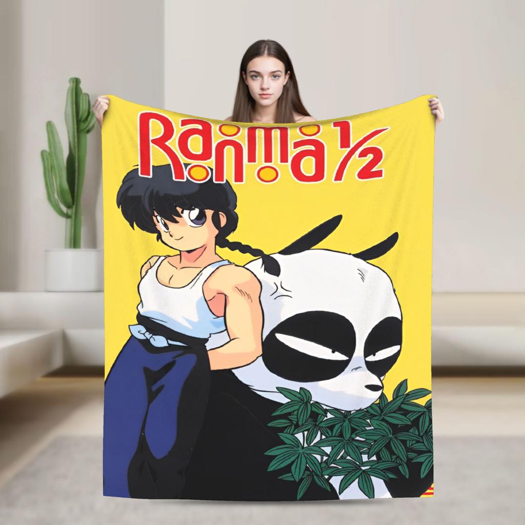 Пледы Ranma 1/2 с принтом из аниме, флисовые, дышащие, легкие, для кровати, для улицы, одеяло