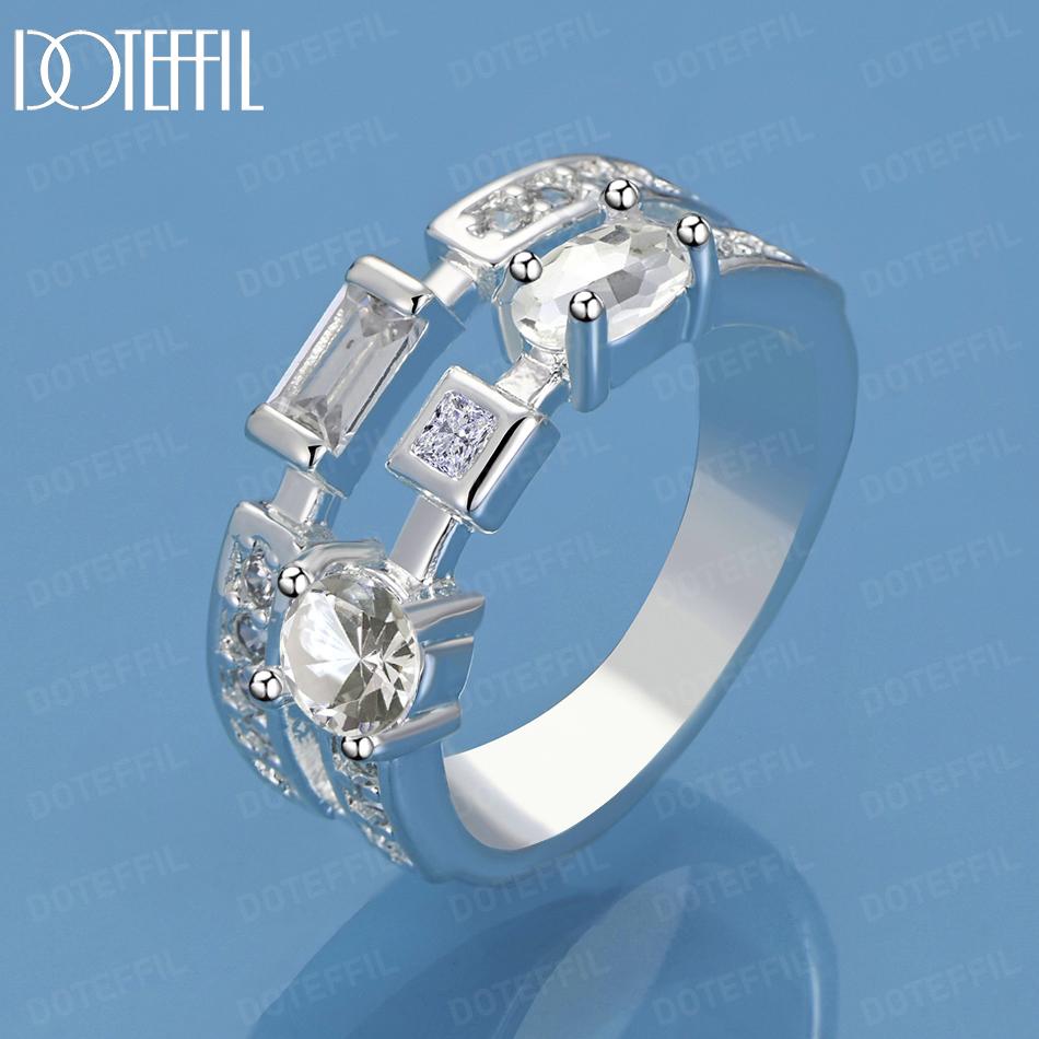 Кольцо с круглым квадратным цирконом AAA из стерлингового серебра 925 пробы, свадебные украшения