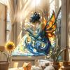Yousheng Suncatcher Acrylic Stained Glass Effect Butterfly/Dragonfly/Fairy Ornament Window Hanging Decor Holiday Gift for Women Mom Grandma
