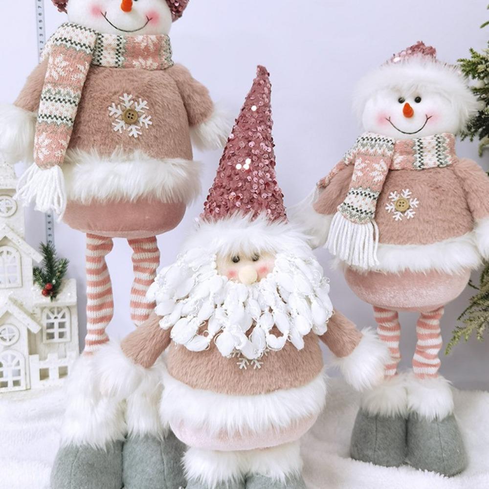 Pink Christmas Standing Retractable Doll Elk Merry Christmas Decoration Party Favors