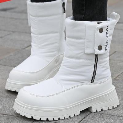 Женские зимние утепленные водонепроницаемые удобные теплые непродуваемые легкие походные водонепроницаемые нескользящие ботинки до середины икры на толстой подошве