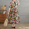 DIMANAF 2025 Women Plus Size Spring Summer Dress Casual Floral Dress Basic Vintage Loose Long Dress Maxi 9296