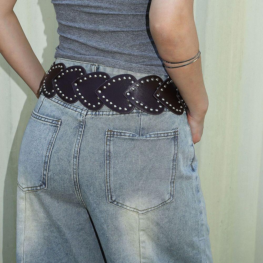 Панк Широкий Женский Ремень ПУ Кожа Платье Джинсы Ремень Сверхпрочный Клепаный Пояс Пояс для Острых Девушек