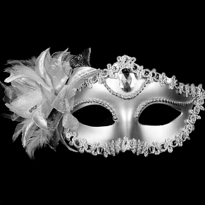 Sexy Diamond Venetian Mask Venice Feather Flower Wedding Carnival Party Performance Purple Costume Sex Lady Mask Masquerade