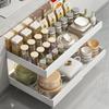 Kitchen Cabinet Storage Basket Retractable and Pull-out Storage for Dishes Seasoning Bottles and Jars Guide Rail Storage Rack