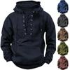 Men's Hooded Solid Color Sweater, European And American Youth Sports Multi Pocket Patch Leather Sweater Jacket