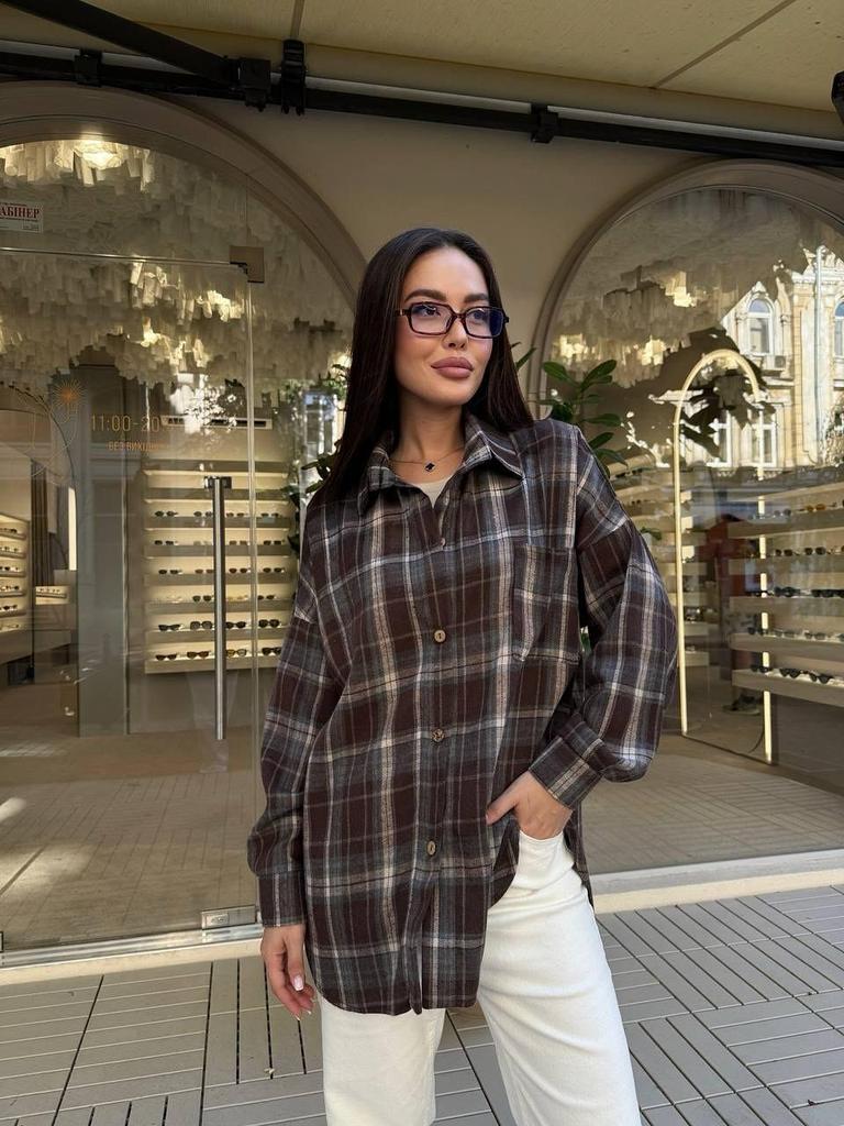 Женская клетчатая фланелевая рубашка с длинным рукавом 2025 - Преппи стиль, Большой размер, Повседневное пальто