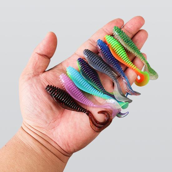 8 шт. 8 см/3,7 г мягкая приманка-червь с закрученным хвостом, цветная искусственная приманка для ловли соленой пресноводной рыбы, окуня, змееголова, форели, аксессуары для рыбалки