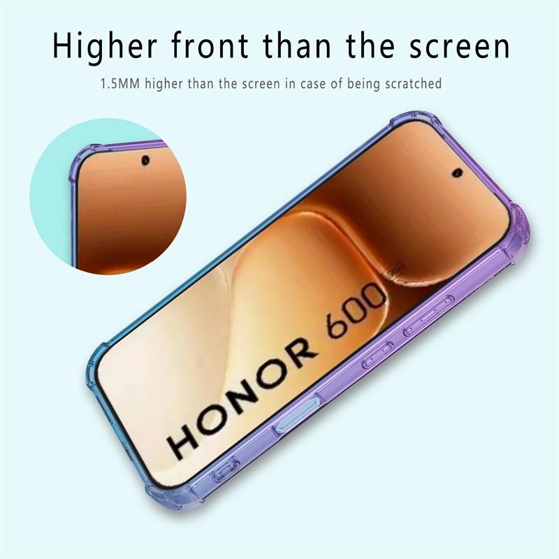 Ударопрочный градиентный чехол из ТПУ с усиленными углами для Honor 600 Pro 600 Lite 600e Защитная прозрачная крышка Fundas Coque Capa