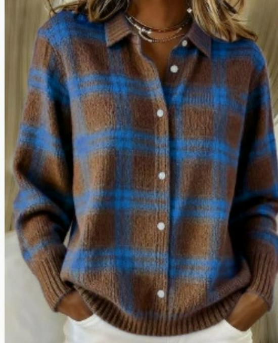 Женская рубашка 2026 Осень/Зима Европейская и Американская Однотонная с Принтом Свободного Кроя с Длинным Рукавом