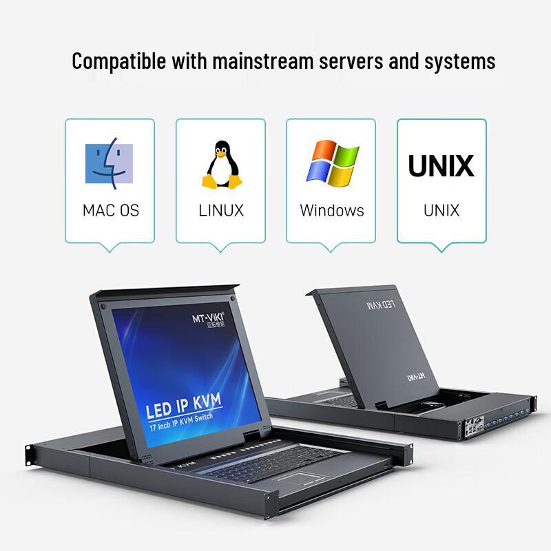 MT-viki 8-Port IP Remote KVM Switch with 17-inch LED Console
